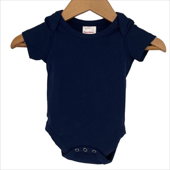 Hanna Anderson Baby Short Sleeve Rib One Piece in Navy Blue Size 0 - 3 months - Picture 1 of 10
